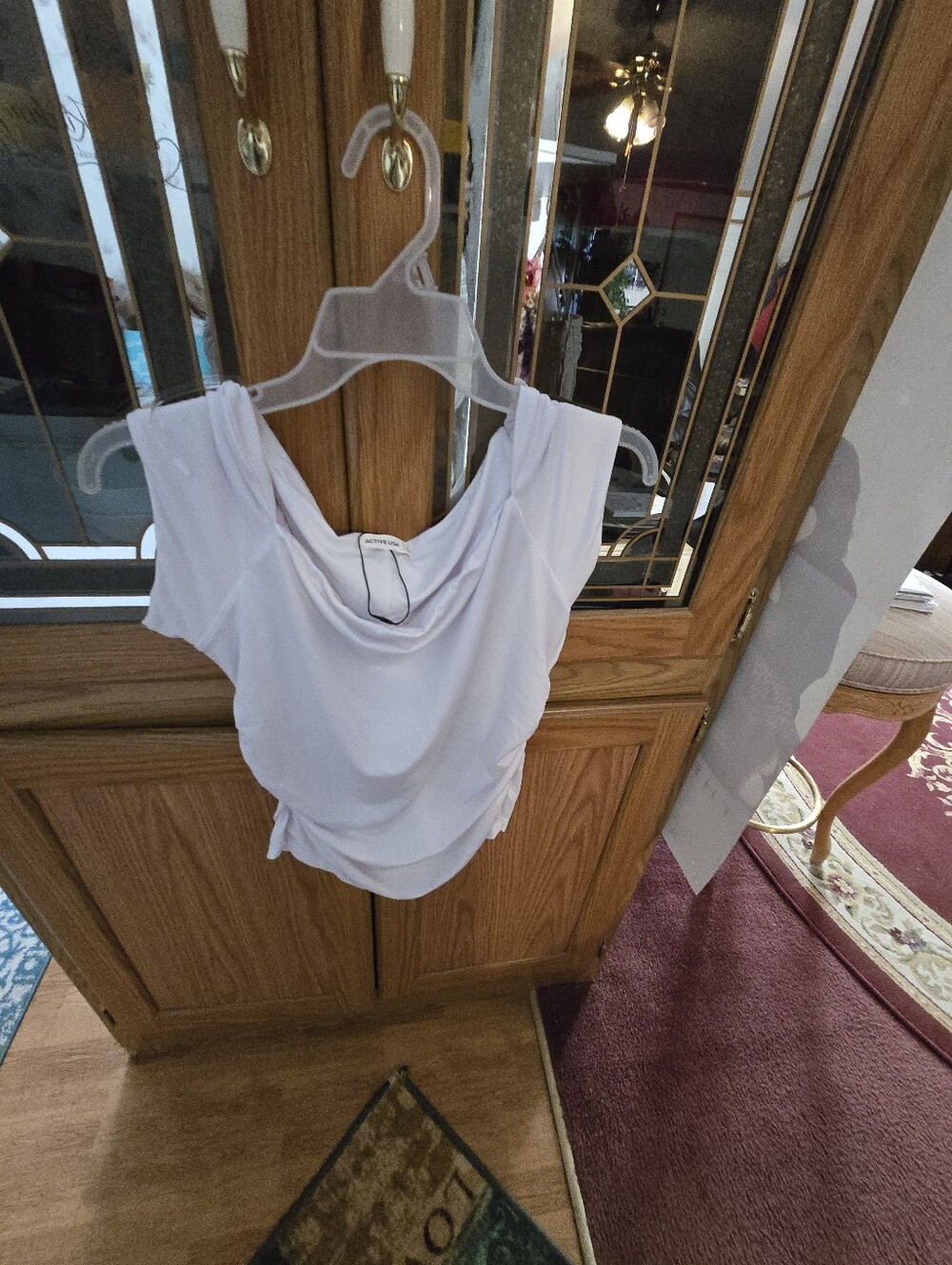 Active USA White Draped Cowl Neck Camisole